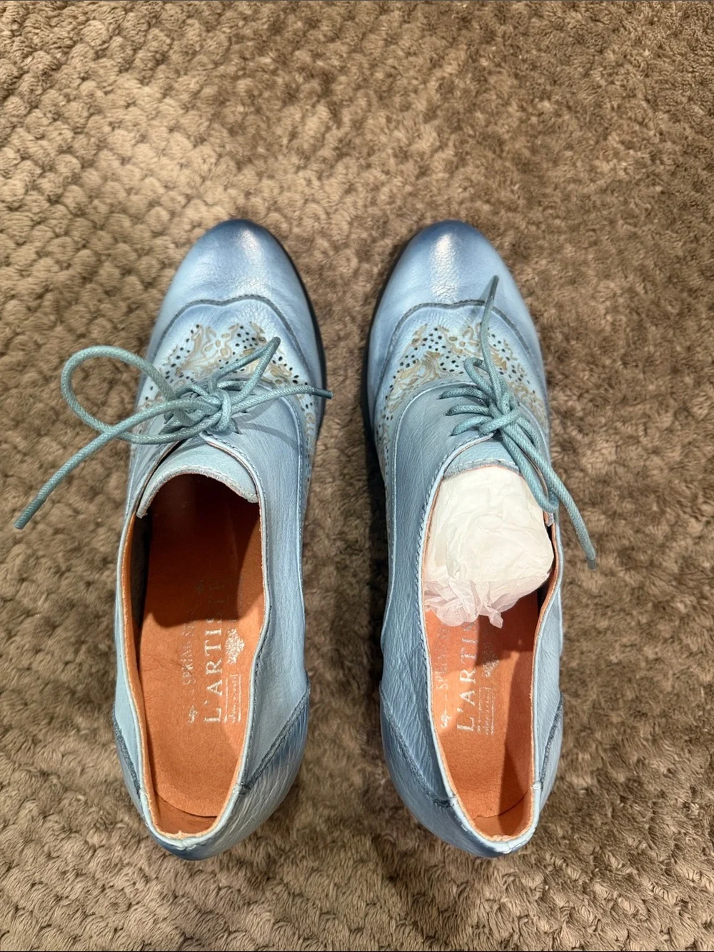NEW L'ARTISTE Agila Sky Blue Lace-Up heels